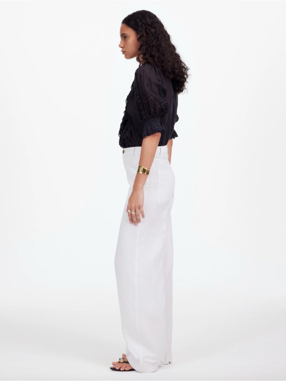 Madewell The Zoe Relaxed Wide Pant in 100% Linen Size 14 in Salt White - Picture 2 of 12